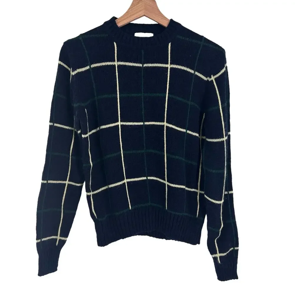 Garland Hong Kong‎ Dad Style Dark Blue Grid Check Pattern Sweater Adult Window